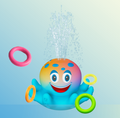 Kids Octopus Water Sprinkler Toy with Toss Rings - Outdoor Backyard Splash Spinning Water Toy, Summer Fun Lawn Game for Toddlers Boys & Girls