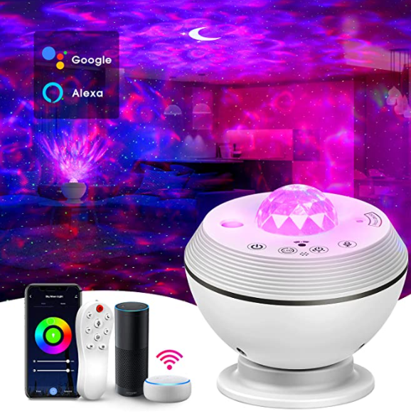 Smart Star Projector Night Light - WiFi Galaxy Projector Work with Alexa & Google Home, App & Remote Control Voice-Activated LED Aurora Nebula Music Sync Lamp for Bedroom Party Theater